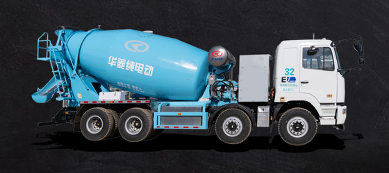 Hangzhou Geely, standart versiyon M7, CATL-282Kwh güç değişkeni, 12 metreküp, 8x4 saf elektrikli çimento karıştırıcı kamyonu
